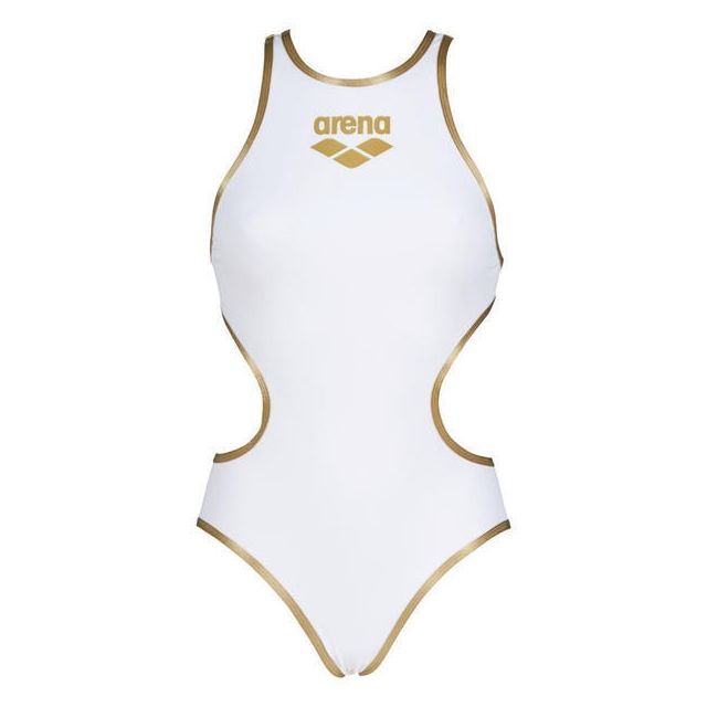 Women's Arena One Biglogo One Piece Swimsuit (White-Gold) 001198103