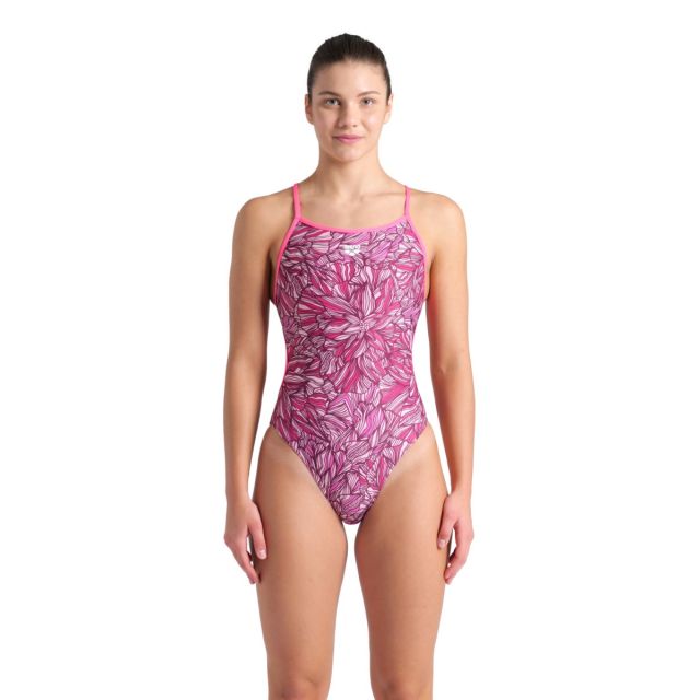 Arena Pink Dahlia Swimsuit Lace Back "SHOCKING_PINK-MULTI"