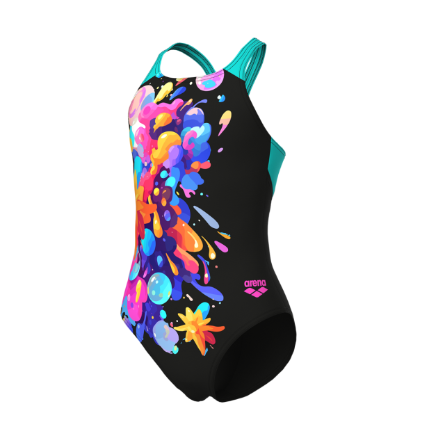 ARENA GIRLS PAINTING SWIMSUIT V BACK | 580 | BLACK-WATER