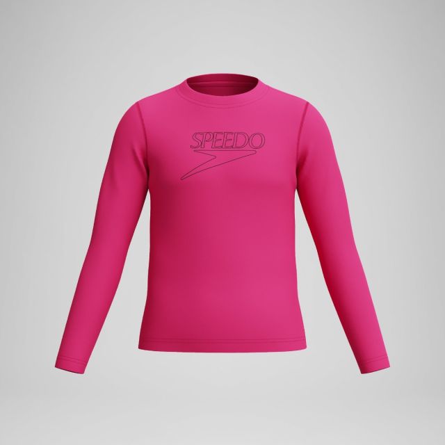 Speedo Junior Classic Logo Long Sleeve Rashguard Pink Παιδική Αντηλιακή Μπλούζα UV