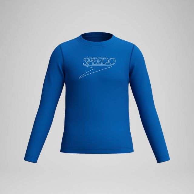 Speedo Junior Classic Logo Long Sleeve Rashguard Blue Παιδική Αντηλιακή Μπλούζα UV