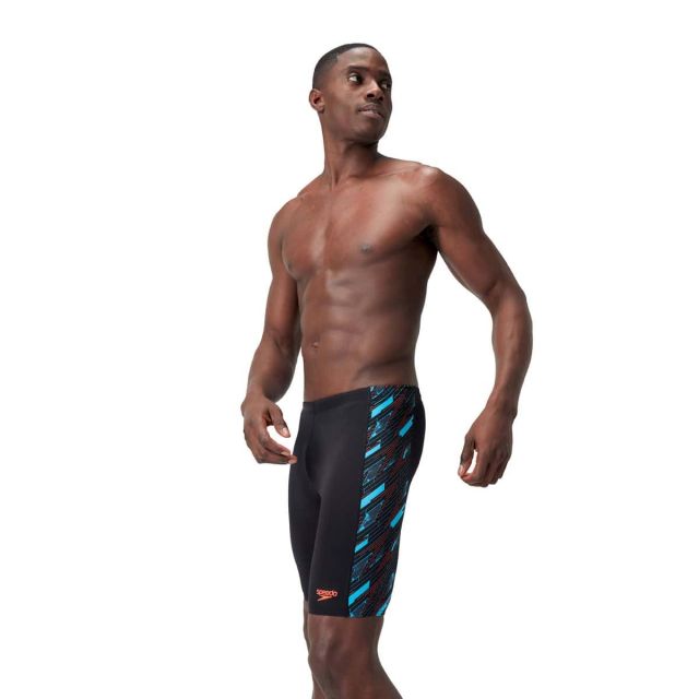 Speedo Mens HyperBoom Panel Jammer "Black/Picton Blue/Siren Red"