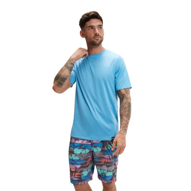 Speedo Short Sleeve Graphic Swim Shirt "Tranquil Blue"