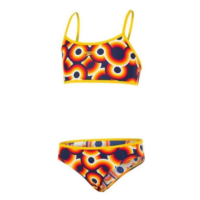 Speedo Allover Swimsuit Retro-print 2-piece (Navy /Yellow)