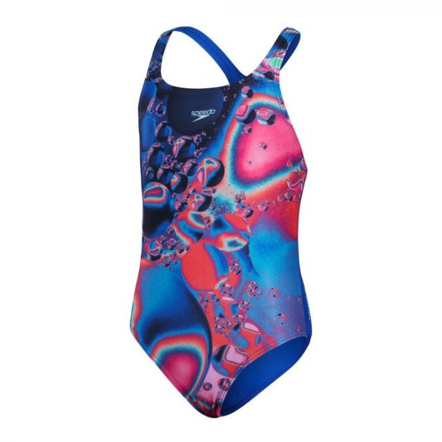 Speedo Girls' Digital Placement Medalist Swimsuit Blue/Pink
