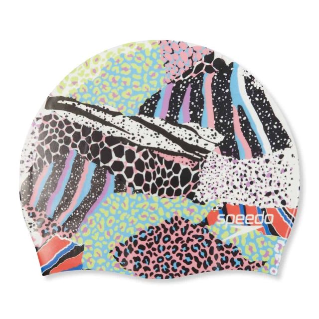 Speedo Digital Printed Swimming Cap "White/Black/Matcha Green"