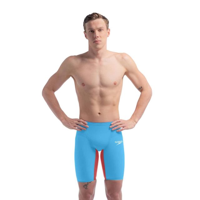 Speedo Mens Fastskin LZR Pure Valor 2 Jammer "Picton Blue/Flame Red"