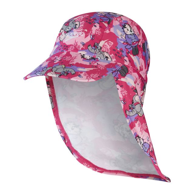 Speedo Girl's Learn to Swim Sun Protection Hat (Cherry Pink / Sweet Taro / Hellium )