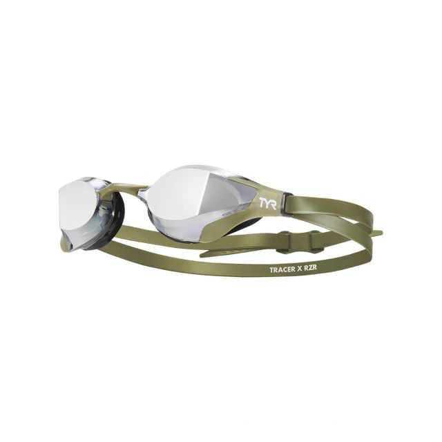 TYR ADULT TRACER-X RZR MIRRORED RACING GOGGLES (258 Smoke/Green/Green)