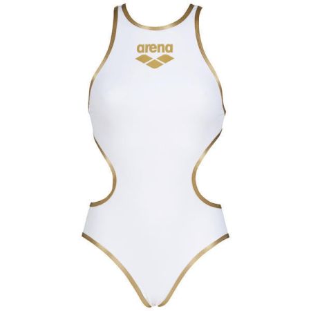 Women's Arena One Biglogo One Piece Swimsuit (White-Gold) 001198103