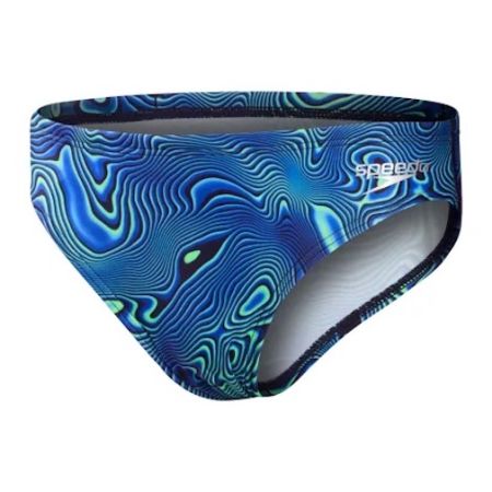 Boys 6.5cm Allover Digital Brief - Neon Depths (True Navy / Cobalt Pop / Green Glow)