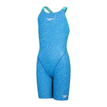 Speedo Fastskin Junior Endurance+ Openback Kneeskin (Cobalt Pop / Green Glow)