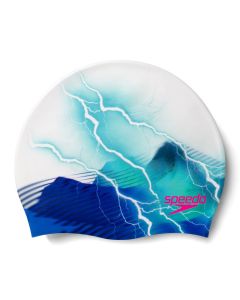 Speedo Digital Printed Cap ( Thunderbolt White / Blue )